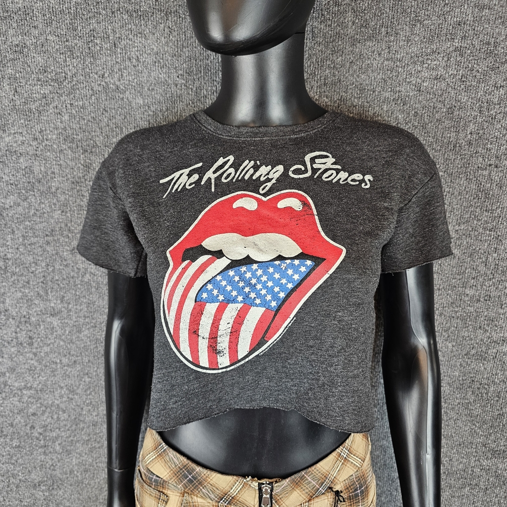 Rock the Runway: The Rolling Stones American Flag Crop Tee